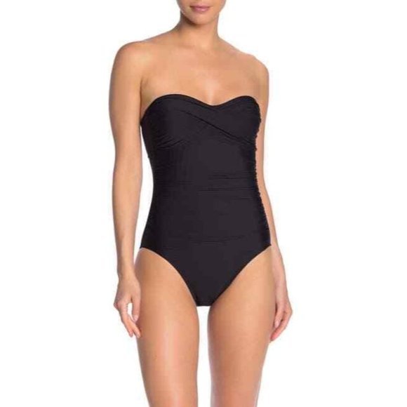 Athena NWOT 14 Black Twist Detail One Piece Swimsuit - Picture 1 of 4